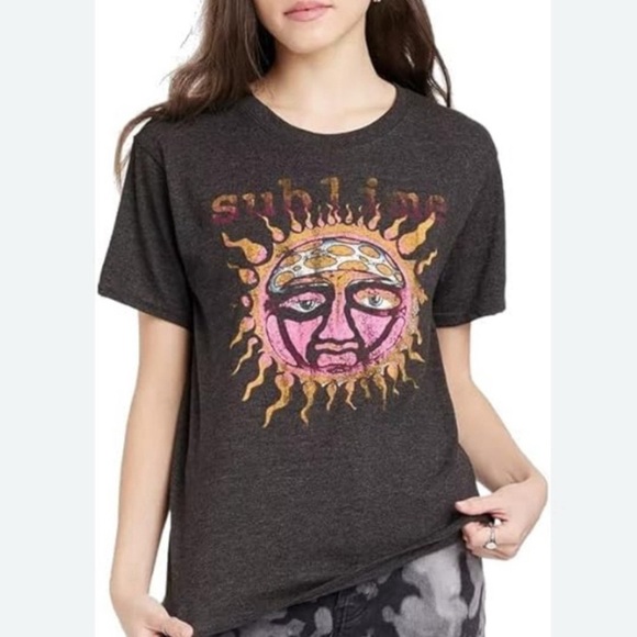 Sublime Charcoal Gray Sun Band Graphic Tee Size M - Picture 4 of 7